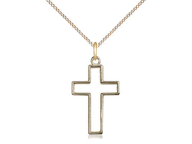 14kt Gold Filled Cross Necklace 7/8 inch pendant 18 inch chain by Bliss Manufacturing USA