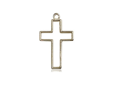 14kt Solid Gold Medium Cross Pendant 7/8 x 1/2 inches handcrafted in USA by Bliss Manufacturing