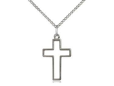 Sterling Silver Medium Cross Necklace 7/8 x 1/2 inches on 18 inch chain handcrafted by Bliss