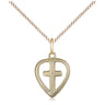 14kt Gold Filled Small Heart and Cross Necklace 1/2 x 3/8 inches on 18 inch chain by Bliss