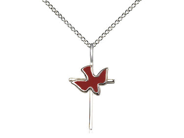 Sterling Silver Cross Holy Spirit Necklace 3/4 inch Medium Pendant 18 inch Chain by Bliss Manufacturing