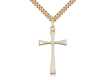 Gold Filled Maltese Cross Necklace 1 1/8 x 5/8 with 24 inch chain handcrafted by Bliss Manufacturing USA