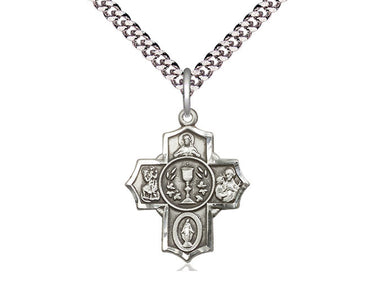 Sterling Silver Millennium Crucifix Necklace 7/8 x 3/4 with 24 inch chain by Bliss Manufacturing USA