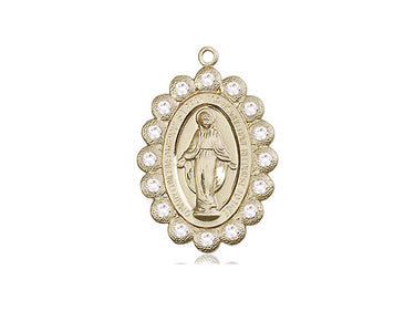 14kt solid gold Miraculous Medal pendant 7/8 x 5/8 inches handcrafted by Bliss Manufacturing