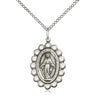 Sterling silver Miraculous Medal necklace 7/8 x 5/8 medium with 18 inch chain by Bliss Manufacturing