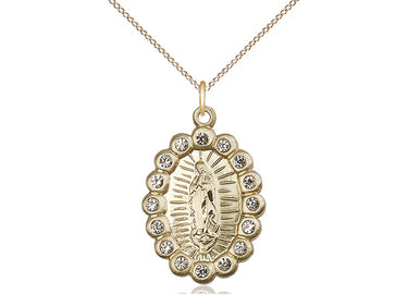 Gold Filled Our Lady of Guadalupe Medal Necklace 1 inch by 5/8 inch on 18 inch Chain by Bliss