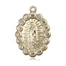 14kt Solid Gold Our Lady of Guadalupe Medal Pendant 1 inch by 5/8 inch by Bliss