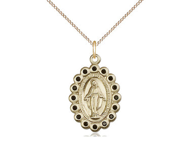 14kt Gold Filled Miraculous Medal necklace with 7/8 x 1/2 inch pendant on 18 inch chain handcrafted by Bliss USA