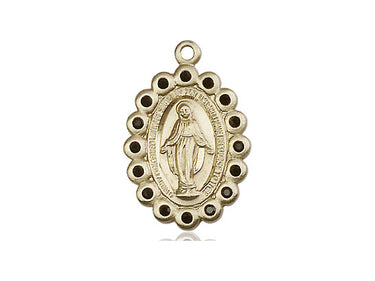 14kt Solid Gold Miraculous Medal Pendant 1 x 5/8 Handcrafted by Bliss Manufacturing USA