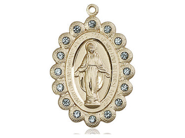 14kt Solid Gold Miraculous Medal Pendant 1 1/8 x 3/4 inch handcrafted by Bliss Manufacturing