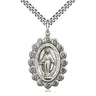 Sterling Silver Miraculous Medal Necklace 1 1/8 x 3/4 inch pendant with 24 inch chain handmade by Bliss
