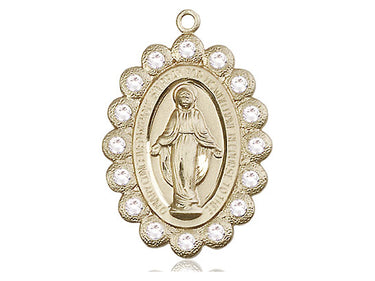 14kt Solid Gold Medium Miraculous Medal Pendant 1 1/8 x 3/4 inches handcrafted by Bliss Manufacturing