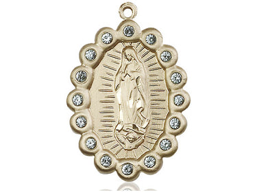 Large 14kt Solid Gold Our Lady of Guadalupe Medal Pendant 1 1/4 inch by 7/8 inch by Bliss