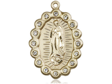 14kt Solid Gold Large Our Lady of Guadalupe Medal Pendant 1 1/4 x 7/8 Handcrafted by Bliss