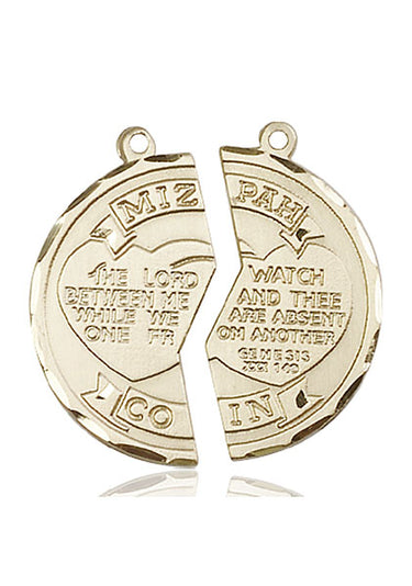 14kt Solid Gold Mizpah Coin Set Navy Medal Pendant 1 x 1 inch handcrafted by Bliss Manufacturing