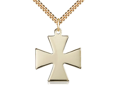 14kt Gold Filled Surfer Cross Necklace 1 1/8 x 1 inches with 24 inch chain by Bliss Manufacturing