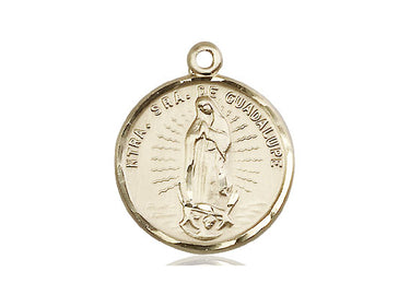 14kt Solid Gold Our Lady of Guadalupe Medal Pendant 7/8 x 3/4 by Bliss Manufacturing USA