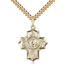 14kt Gold Filled 5-Way Catholic Medal Necklace 7/8 x 3/4 inches with 24 inch chain by Bliss Manufacturing