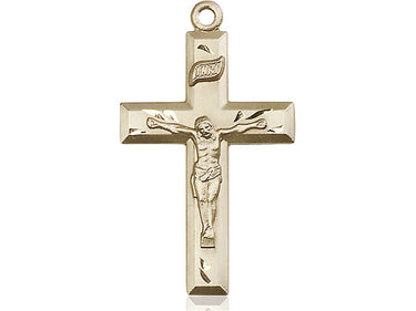 14kt Solid Gold Large Catholic Crucifix Pendant 1 3/8 x 3/4 Handcrafted by Bliss