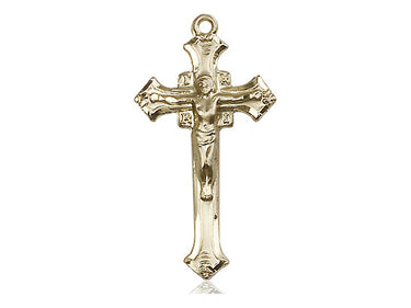 14kt Solid Gold Medium Catholic Crucifix Pendant 1 1/8 x 5/8 inches handcrafted by Bliss Manufacturing USA