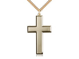 Extra Large 14kt Gold Filled Cross Necklace 1 7/8 x 1 inches with 24 inch chain handcrafted by Bliss Manufacturing USA
