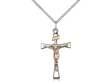 Two-tone gold filled and sterling silver Maltese crucifix necklace with 18 inch chain by Bliss Manufacturing