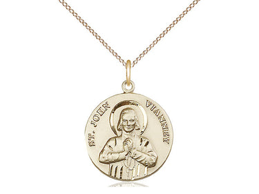 Gold Filled St. John Vianney Patron Saint Medal Necklace 3/4 inch by 5/8 inch on 18 inch chain by Bliss