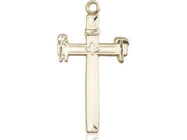 14kt Solid Gold Large Carpenter Cross Pendant 1-3/8 x 3/4 inch Handcrafted by Bliss Manufacturing USA