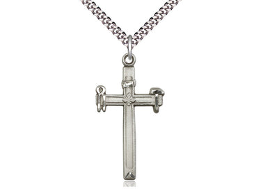 Large Sterling Silver Carpenter Cross Necklace 1 3/8 x 3/4 inches on 24 inch chain by Bliss