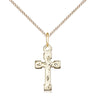 Small 14kt Gold Filled Cross Necklace 5/8 x 3/8 inches on 18 inch chain by Bliss Manufacturing