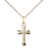 Small 14kt gold filled Catholic cross necklace with 18 inch curb chain, 5/8 by 3/8 inch pendant, by Bliss USA
