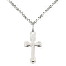 Small sterling silver Catholic cross necklace with 5/8 inch pendant on 18 inch chain by Bliss Manufacturing