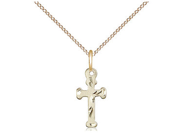 Small 14kt Gold Filled Catholic Cross Necklace 1/2 x 1/4 inch pendant on 18 inch chain by Bliss