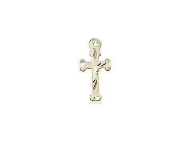 Small 14kt Solid Gold Catholic Cross Pendant 1/2 x 1/4 inch handcrafted by Bliss