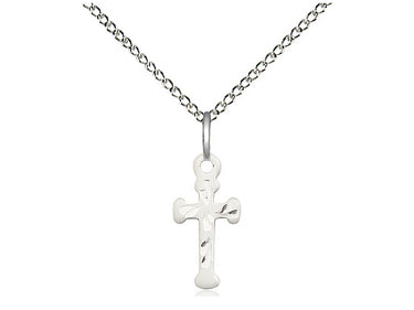 Small Sterling Silver Catholic Cross Necklace 1/2 x 1/4 inch pendant on 18 inch chain by Bliss