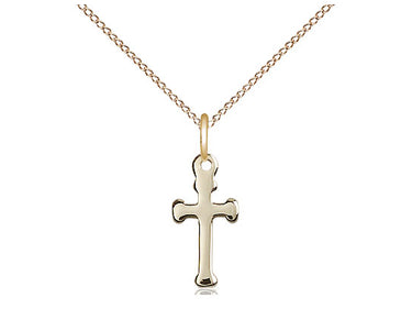 Small 14kt Gold Filled Catholic Cross Necklace 1/2 x 1/4 inch pendant on 18 inch chain by Bliss