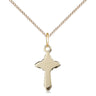 14kt gold filled small Catholic cross necklace with 5/8 by 3/8 inch pendant on 18 inch curb chain by Bliss
