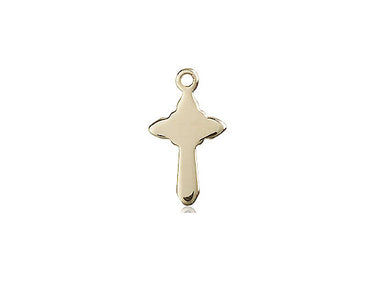 14kt solid gold small Catholic cross pendant 5/8 by 3/8 inches handcrafted in USA by Bliss Manufacturing