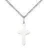 Sterling silver small Catholic cross necklace with 5/8 by 3/8 inch pendant on 18 inch curb chain by Bliss