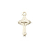 14kt solid gold small cross pendant 5/8 x 3/8 inches handcrafted in USA by Bliss Manufacturing