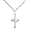 Sterling Silver Small Cross Necklace 5/8 x 3/8 inch with 18 inch Lite Curb Chain by Bliss Manufacturing USA