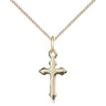Small 14kt Gold Filled Catholic Cross Necklace with 5/8 x 3/8 inch pendant on 18 inch curb chain by Bliss Manufacturing