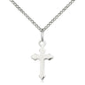 Small Sterling Silver Catholic Cross Necklace 5/8x3/8 inches on 18 inch chain by Bliss Manufacturing
