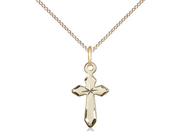 Small 14kt Gold Filled Catholic Cross Necklace with 18 inch Chain by Bliss Manufacturing USA