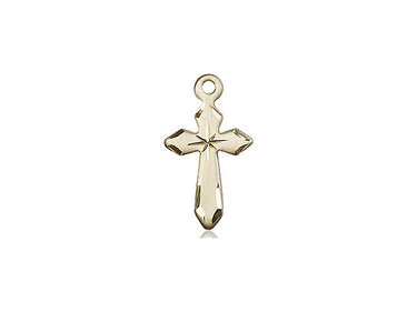 Small 14kt Solid Gold Catholic Cross Medal 5/8x3/8 inches by Bliss Manufacturing USA