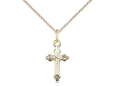 Small 14kt Gold Filled Catholic Cross Necklace with 18 inch Chain by Bliss Manufacturing USA
