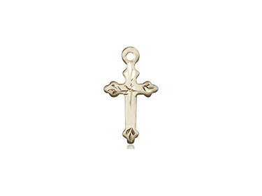 14kt Solid Gold Small Cross Pendant 5/8 x 3/8 inches handcrafted in USA by Bliss Manufacturing