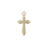 14kt solid gold small Catholic cross pendant 5/8 x 3/8 inches handcrafted by Bliss Manufacturing