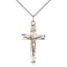 Two-Tone Gold Filled Sterling Silver Large Catholic Crucifix Necklace 1 1/4 x 5/8 inches on 18 inch chain by Bliss Manufacturing