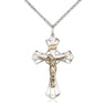 Two-tone gold filled and sterling silver large Catholic crucifix necklace with 18 inch chain by Bliss